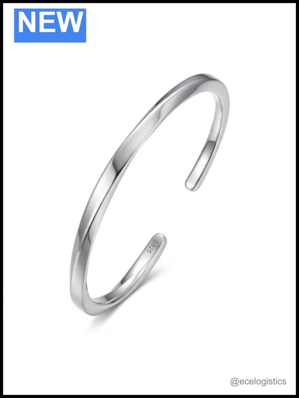 925 Sterling Silver Twisted Cuff Bracelet Adjustable Open Bangle Mobius
